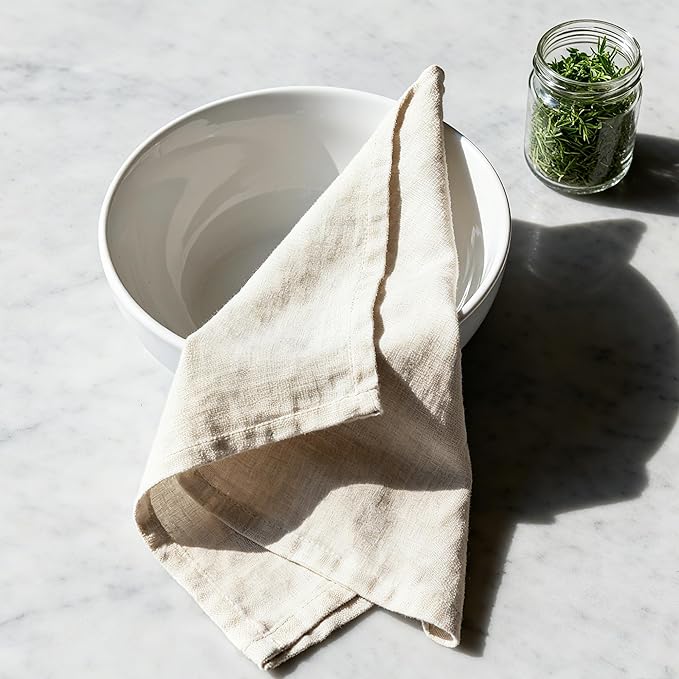 100% Pure Linen Napkins 18 x 18 Inch Natural - Set of 6 Pack Oversized Dinner Table Cloth Napkin, Washable for Home,Kitchen and Everyday Use