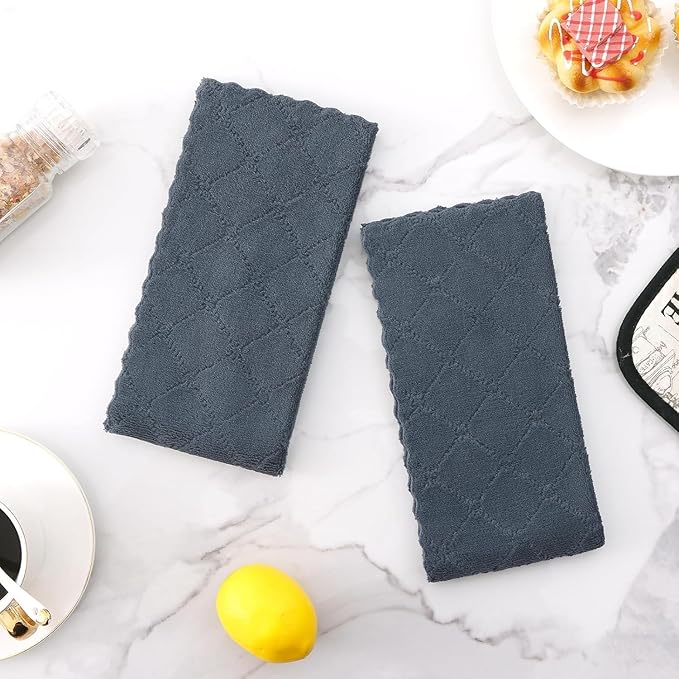 Homaxy 18 Pack Dish Towels for Kitchen (10 x 20 Inches, Dark Grey), Super Soft and Absorbent Coral Velvet Dish Cloths for Washing Dishes, Nonstick Oil Fast Drying Microfiber Cleaning Cloth