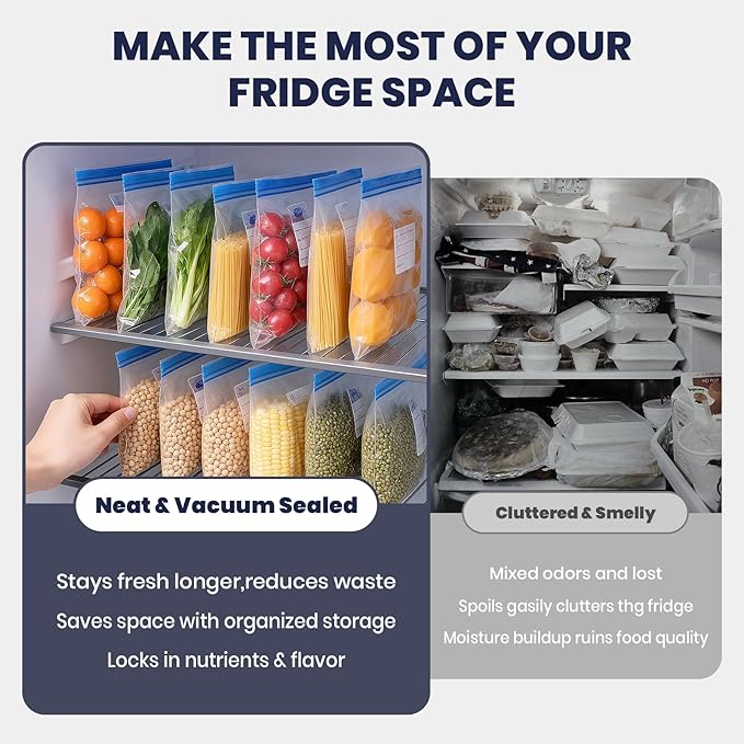 Portable food vacuum sealer,Premium Vacuum Sealer for Food, Compact Food Storage System, 15 Reusable Sous Vide Bags,Handheld Vacuum Sealer for Kitchen, Home, BBQ, Travel& Storage