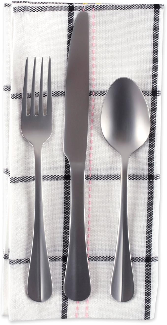 DII Cotton Plaid Napkin Set Machine Washable, 20x20, Butcher Block, 6 Count