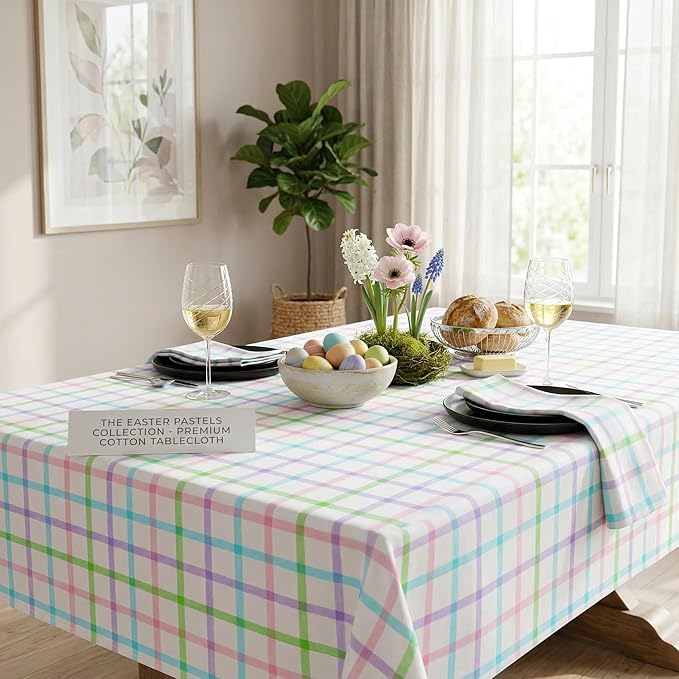 Native Fab Spring Easter Check Cloth Napkins Set of 12, 16x16 Inches, 100% Cotton, Colorful & Absorbent Fabric Cloth for Weddings, Holidays, Reusable Washable Napkin for Everyday Use - Multicolor