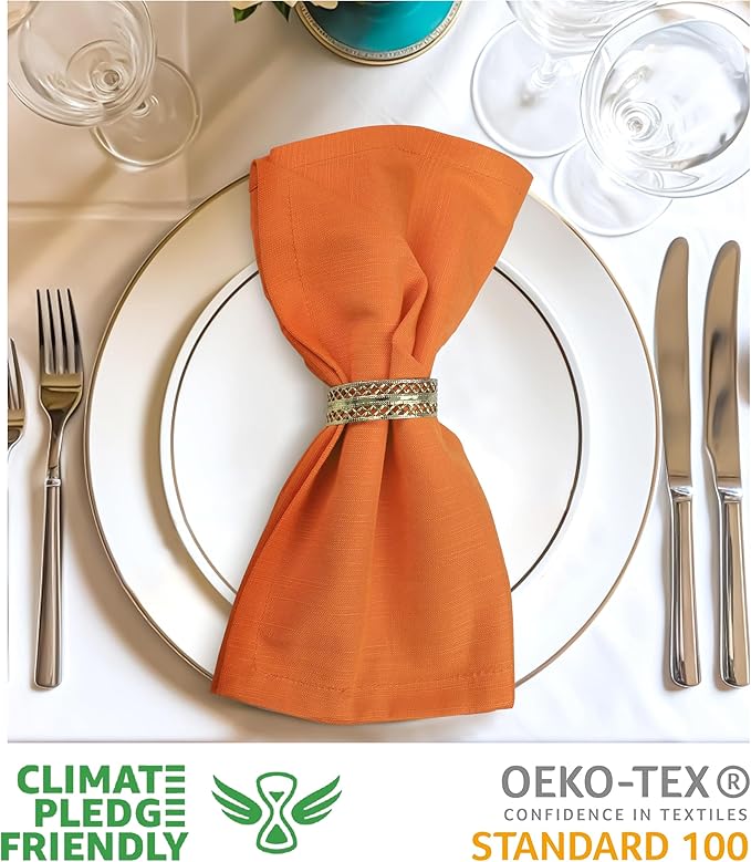 Urban Villa Cloth Napkins Set of 12 20x20 Inches 100% Cotton Napkins Cloth Washable Durable Reusable Absorbent Table Dinner Napkins Cloth for Hotel Lunch Restaurant Weddings Parties - Orange