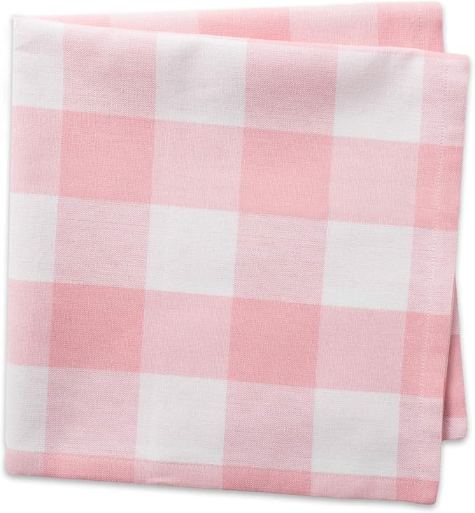 DII Buffalo Check Collection, Classic Farmhouse Cloth Napkin Set, 20x20, Pink & White, 6 Piece