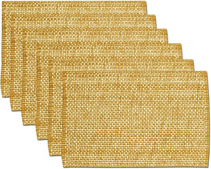 Sweet Home Collection 100% Cotton Placemats for Dining Room Rectangle Two Tone Woven Fabric 13" x 19" Soft Durable Table Mat Set, Set of 4, Orange
