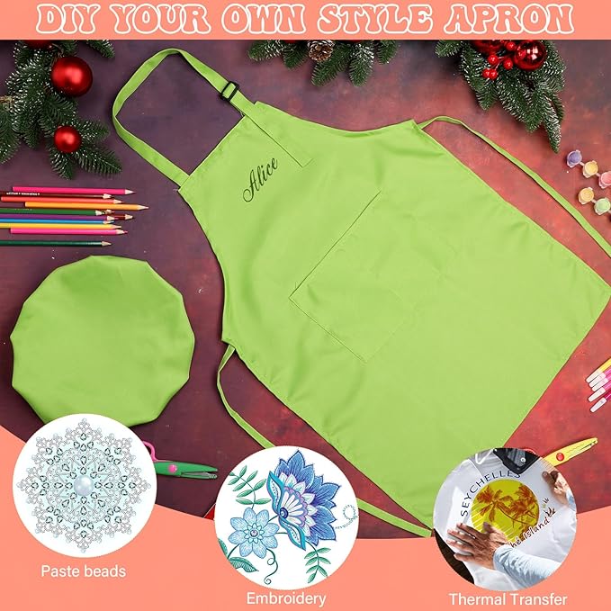 Handepo 40 Pcs Apron Chef Hat Set Aprons Chef 's Bib Apron Hats Bulk for Cooking Painting 7-13 Years