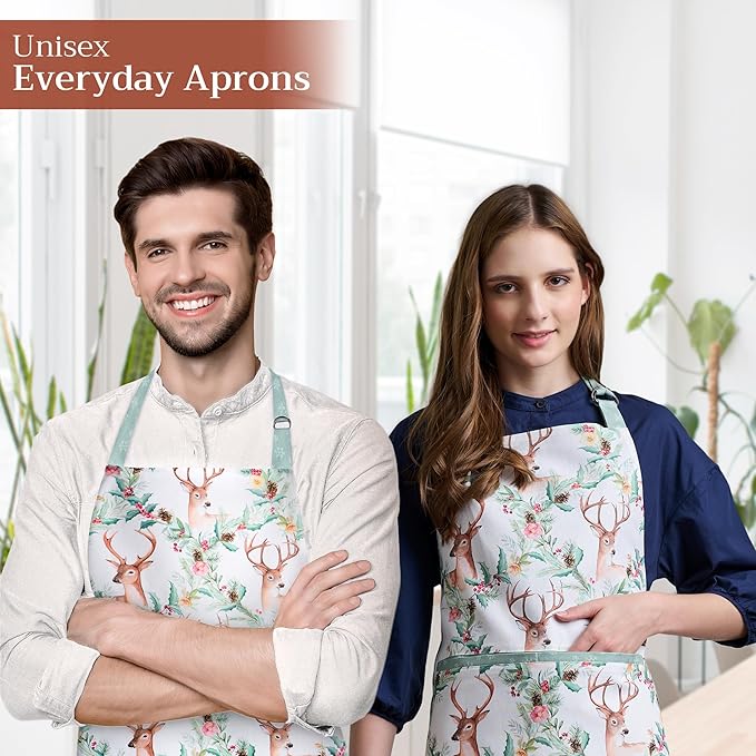 Maison d' Hermine 100% Cotton Apron for women with Pocket Kitchen Chef Apron for Men Cooking Mothers Day Gifts