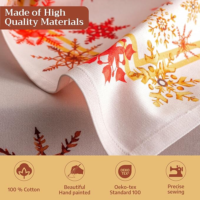 Maison d' Hermine Cloth Napkins Set of 4 100% Cotton for Thanksgiving Christmas Decorations Everyday Reusable Square Fall Napkins Cloth Washable Dinner Party (Crystal Star, 20"x20")