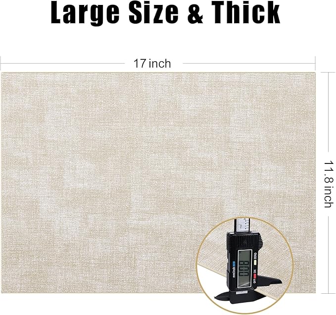 Homaxy Faux Leather Heat Resistant Placemats for Dining Table Set of 4, Waterproof Wipeable Washable PU Table Mats, Easy to Clean Anti-Slip Place Mats, 11.8" x 17", Beige