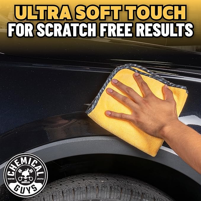 Chemical Guys Large Microfiber Drying Towel for Cars Trucks SUVs RVs and Motorcycles, Large 36 x 25 Inch Yellow Absorbent Exterior Drying Towel