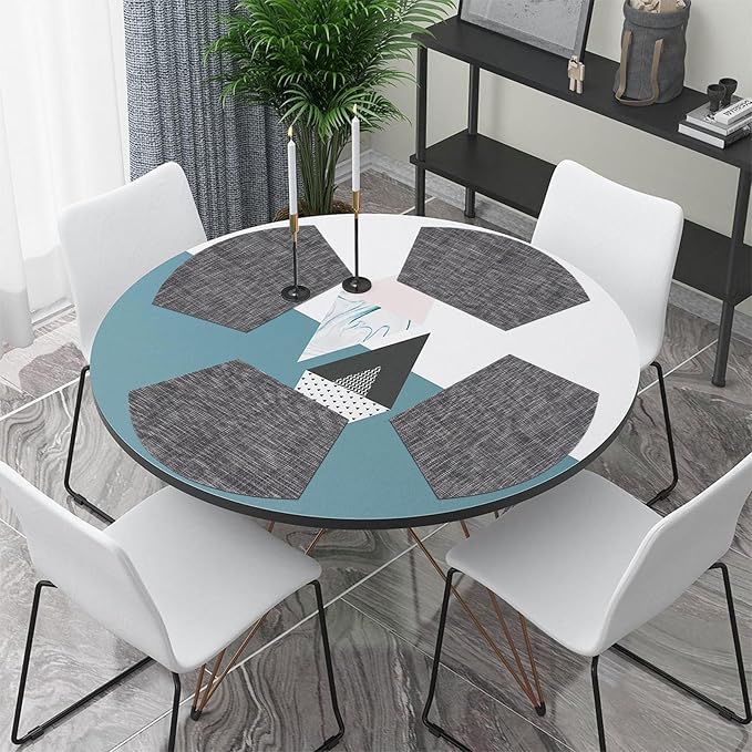 SHACOS Wedge Placemats Set of 4 Woven Vinyl Placemats for Round Table Wipe Clean Curved Fan Table Mats Placement Mat Indoor Outdoor, Dark Gray