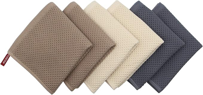 Mia'sDream Cotton Dish Towels for Kitchen, Soft Washcloths, Dish Rags Dish Cloths for Washing Dishes, Absorbent Kitchen Towels, Hand Towels for Bathroom, 12inchx12inch 6 Pack (Multi Color)