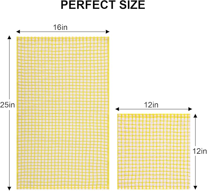 Kitinjoy Cotton 16 Pack Kitchen Towels and Dishcloths Sets, 16 x 25 Inch & 12 X 12 Inch Dish Towels Bulk, Super Soft and Absorbent Hand Towels for Kitchen Drying, Yellow