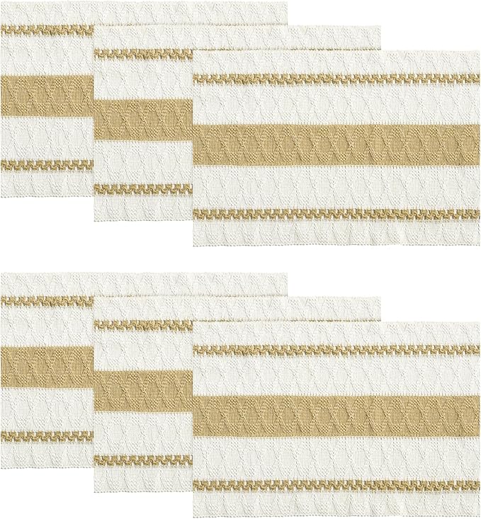 Artoid Mode Burlap Brown Farmhouse Woven Rustic Placemats Set of 6,12x18 Inch Seasonal Holiday Hollow Table Mats Party Kitchen Dining Decoration