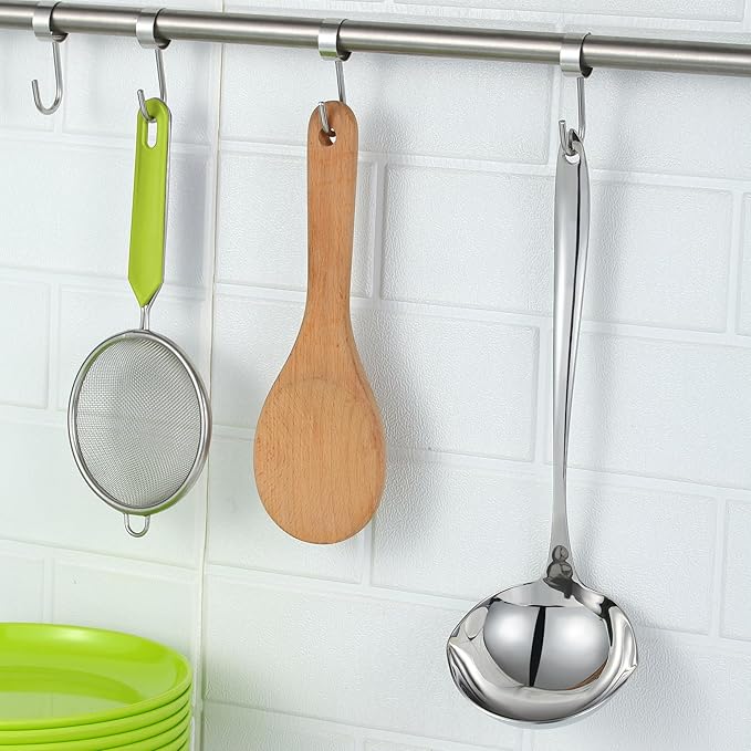 4.Oz 18/10 Stainless Steel Kitchen Ladle Cooking Utensils with 11.8-Inch Handle,Heavy Duty Serving Large Soup Spoon,Dishwasher Safe(Silver)