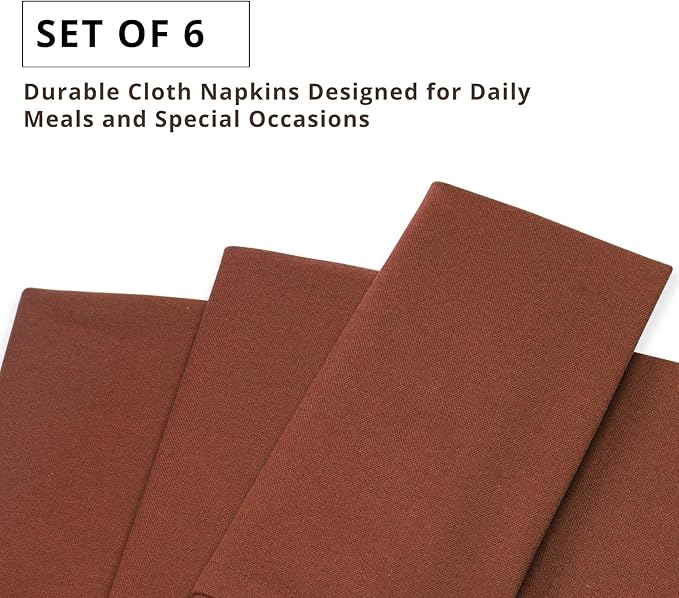 PurpleEssences Rust Set of 6 Cloth Dinner Napkins 100% Cotton 18x18 Inch - Soft Durable Washable - Ideal for Farmhouse Party Spring Easter Summer - Perfect Everyday Use Table Linen - Rust