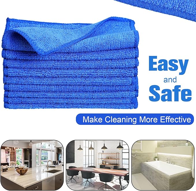Tanlade Cleaning Cloth Dry Erase Cloth Cleaning Rags Reasonable Kitchen Towels Microfiber Towels Cars Wash(6 x 6 Inch,Blue,30 Pcs)