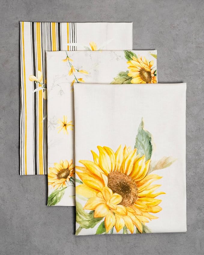 Maison d' Hermine Kitchen Towels Set of 3 100% Cotton 27.50" x 20" Reusable Cloth Tea Dish Towels Absorbent with Hanging Loop for Kitchen Gifts for Mothers Day Spring/Summer (Candice)