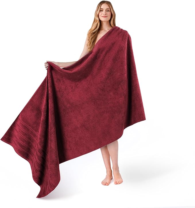American Soft Linen 35x70 Jumbo Large Bath Towel, 600 GSM 100% Cotton Turkish Bath Sheet, Oversized Luxury Bath Towel for Bathroom Beach and Pool, Bordeaux