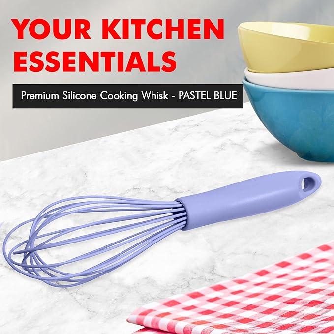 Chef Craft Premium Silicone Wire Cooking Whisk, 10.5 inch, Pastel Blue