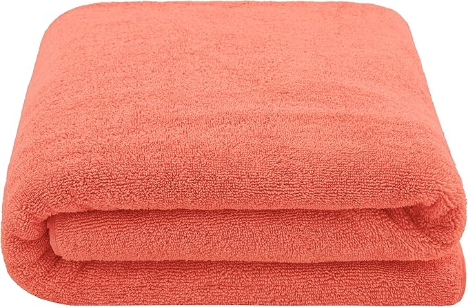 Cotton Paradise 100% Cotton 40x80 Oversized Bath Sheet, Extra Large Turkish Bath Towels for Bathroom, Coral Bathsheet