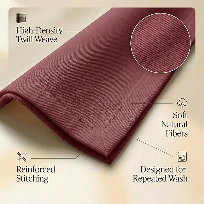 ACCENTHOME Accent Home 100% Cotton Napkins, Delicate Cloth Napkins for Dinners, Parties and Weddings，18 x 18 Inch Set of 12 - Burgundy