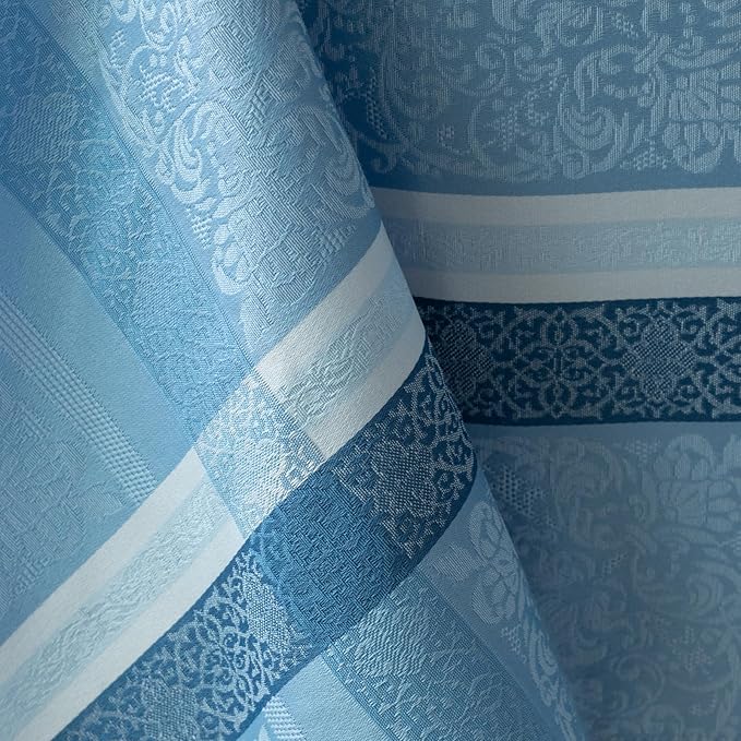 Benson Mills Ravenna Yarn Dyed Jacquard Heavyweight Fabric Table Cloth, Everyday, Parties, Weddings, Holiday, Spring, Summer, and Easter Tablecloth (60" x 144" Rectangular, Blue)