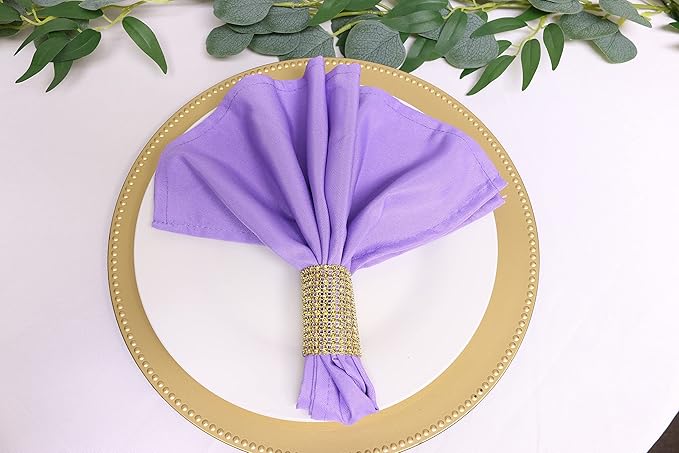 Your Chair Covers Cloth Polyester Napkins, 20 x 20 Inch, Washable Dinner Fabric Linen Napkins with Hemmed Edges for Restaurant, Wedding and Holiday Pack of 10 (Lavender)