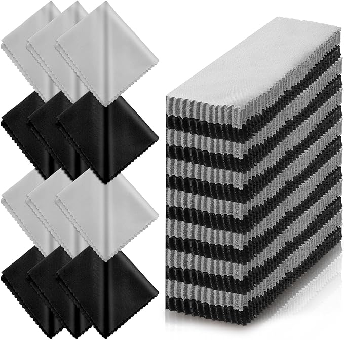 Fabbay 200 Pcs Microfiber Cleaning Cloths for Glasses, 7 x 6 Inch Screen Microfiber Cloths, Lens Wipes for Eyeglasses Smart Phones Laptops Tablets Lens LCD Camera TV Screens(Black, Gray)