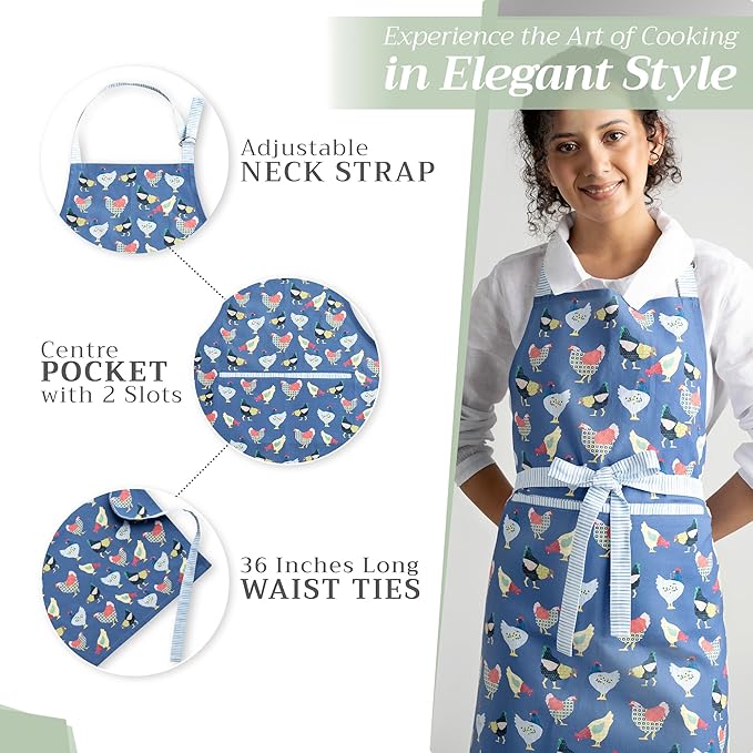 Maison d' Hermine 100% Cotton Apron for women with Pocket Kitchen Chef Apron for Men Cooking Mothers Day Gifts