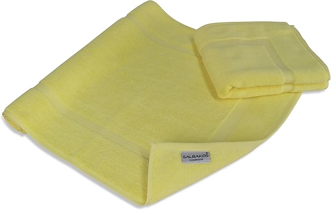 SALBAKOS 100% Turkish Cotton Bath Mat Set 2-Piece - 20x34 inch, Hotel & Spa Collection, Soft, Absorbent, Long Lasting, Durable Bathroom Rugs | Made in Turkey (Yellow, 2 Bath Mats)