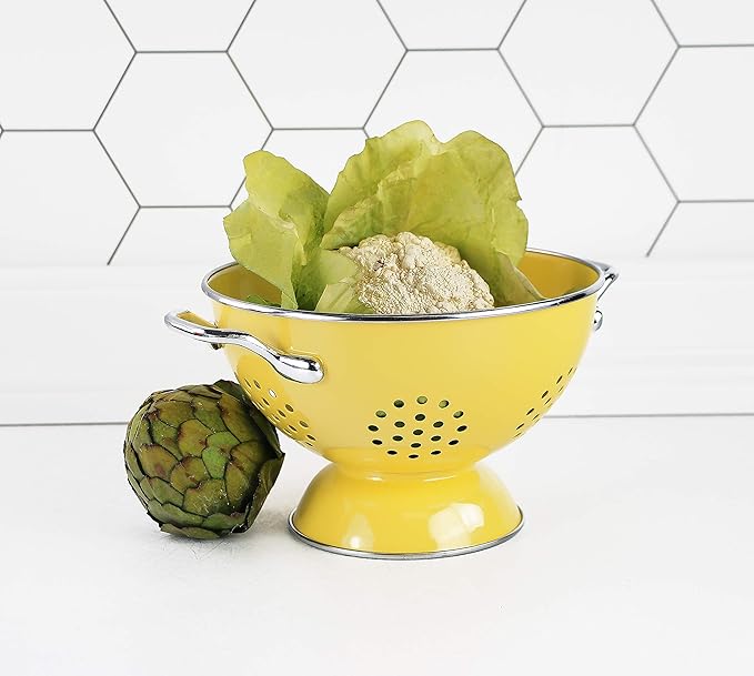 Calypso Basics by Reston Lloyd Powder Coated Enameled Colander, 1.5 Quart, Lemon