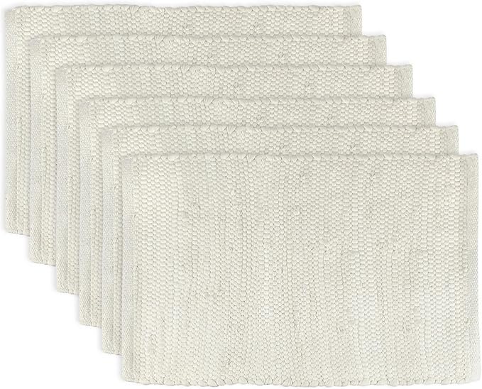 DII Handmade Chindi Tabletop, Reversible and Machine Washable, Placemat Set, 13x19, Natural