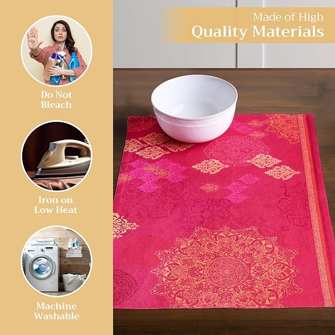 Maison d' Hermine Placemats Set of 4 100% Cotton Washable Cloth Place Mats, Reusable Table Mats for Thanksgiving Christmas Decorations Kitchen Dining Party Wedding Restaurant (Versailles, 13" x 19")