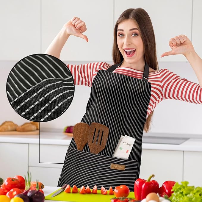 BeLuyi 2 Pack Adjustable Bib Apron with 2 Pockets Chef Cooking Kitchen Restaurant Aprons for Women Men