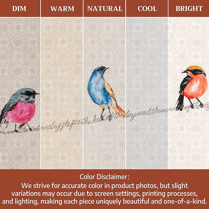 Maison d' Hermine Kitchen Towels Set of 2 100% Cotton 27.50" x 20" Reusable Cloth Tea Dish Towels Absorbent with Hanging Loop for Kitchen, Dining, Cocktail Parties Spring/Summer (Birdies on Wire)