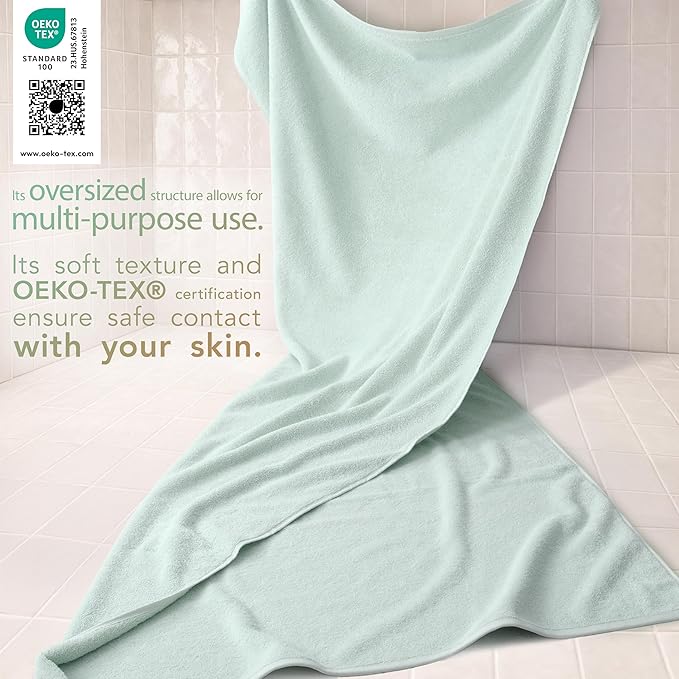 Cotton Paradise 100% Cotton 40x80 Oversized Bath Sheet, Extra Large Turkish Bath Towels for Bathroom, Mint Green Bathsheet