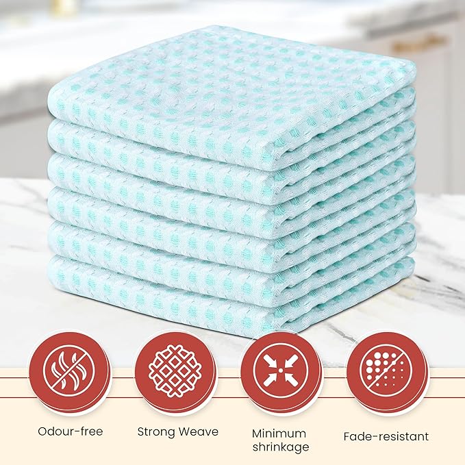 Vintage Vista 100% Cotton Dish Cloths (Pack of 6) - Dish Rags for Washing Dishes - Reusable & Highly Absorbent Kitchen Towels - Kitchen Rags fo Easter - (12" x 12" - Lemon Green Honeycomb)