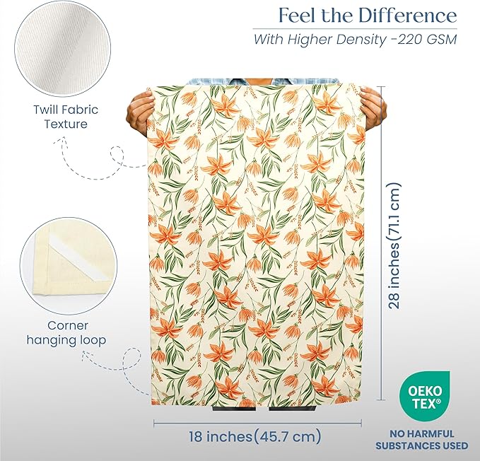 The Fine Living Co. 100% Cotton Kitchen Towels Set of 2, 18 x 28 inches, Ornamental Printed Dish Towel, Hand Towels, Boho Tea Towels, Kitchen Towels- Multifunctional, Stylish, Absorbent, Soft