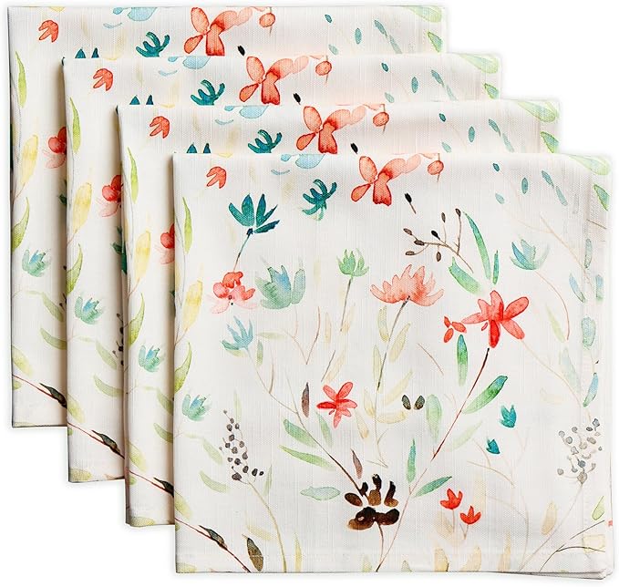 Maison d' Hermine Cloth Napkins Set of 4 100% Cotton Everyday Reusable Square Napkins Cloth Washable, Dinner, Party, Wedding, Restaurant, Spring/Summer (Colmar, 20" x 20")