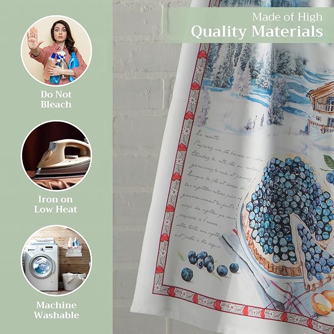 Maison d' Hermine Kitchen Towels Set of 3 100% Cotton 27.50" x 20" Reusable Cloth Tea Dish Towels Absorbent with Hanging Loop for Kitchen Gifts for Mothers Day Spring/Summer (Mulhouse)
