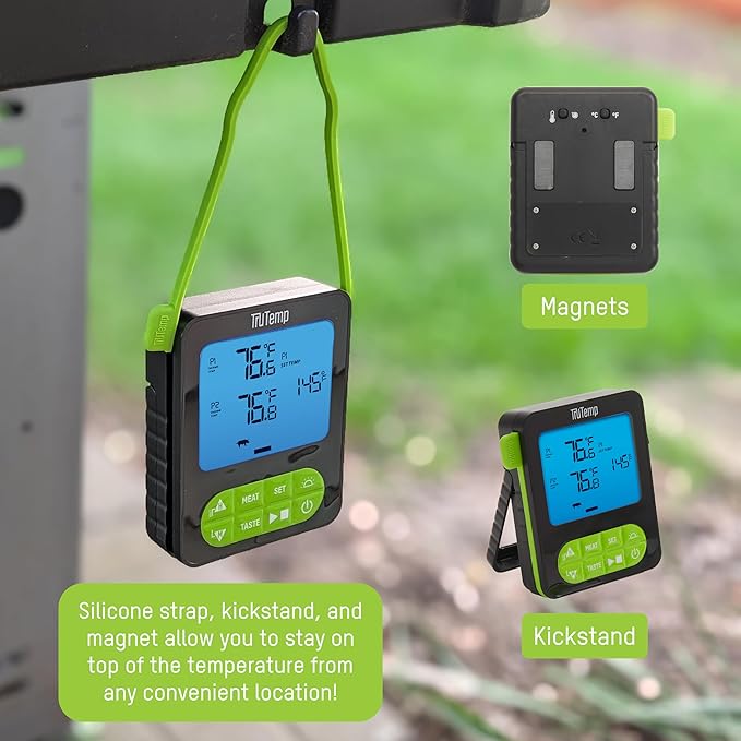 Taylor TruTemp Dual Probe Wired Programmable Meat and Food Thermometer, Digital for Cooking, Monitor Two Dishes with Two Probes for Baking, Grilling, and Roasting, User-Friendly, Backlit, Green