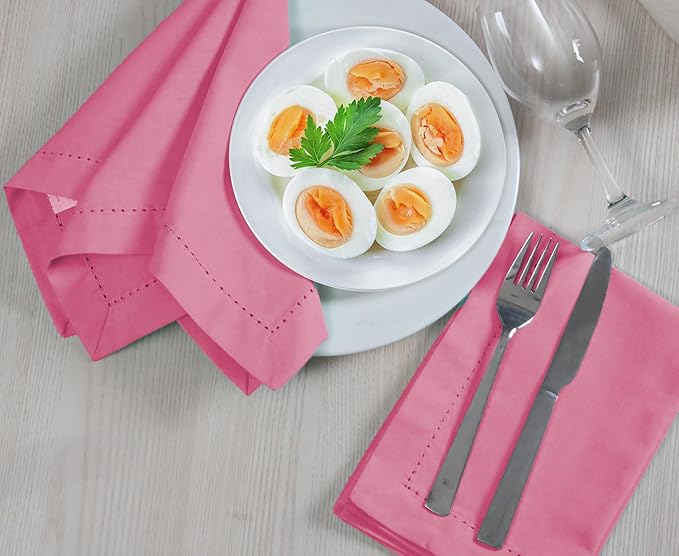 ALPHA Living HOME Cotton Cloth Napkins Set of 12, 18x18 Cotton Napkin Cloth Washable, Soft, Reusable Napkins for Wedding, Parties, Christmas, Thanksgiving, Everyday Use (Sherbet)