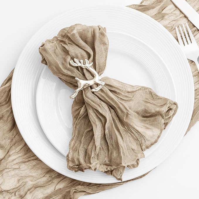 100 Pack Sand Cheesecloth Napkins 21x21 Inches Sand Cloth Napkins Set of 100 Washable Dinner Table Napkins for Wedding Rustic Boho Cotton Gauze Party Bridal Baby Shower Family Gathering Table Decor