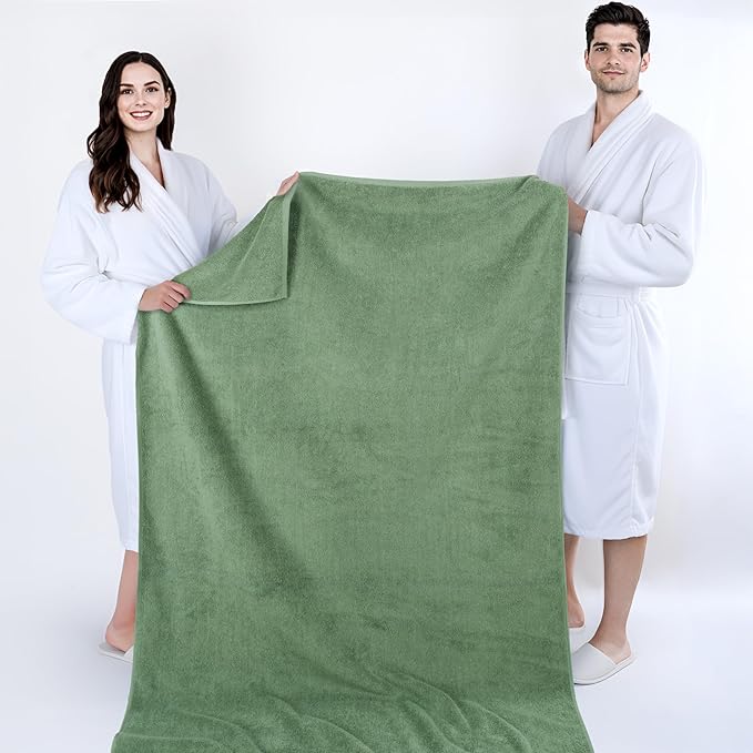 Cotton Paradise 100% Cotton 40x80 Oversized Bath Sheet, Extra Large Turkish Bath Towels for Bathroom, Sage Green Bathsheet