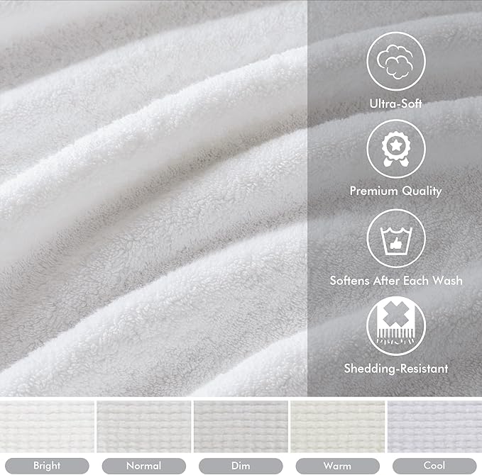 Madison Park 800GSM Bathroom Towel Set of 8 100% Cotton Bath Towel Set for Bathroom Luxurious Highly Absorbent 2 Bath Towels 2 Hand Towels 4 Washcloths Quick Dry Spa Quality White
