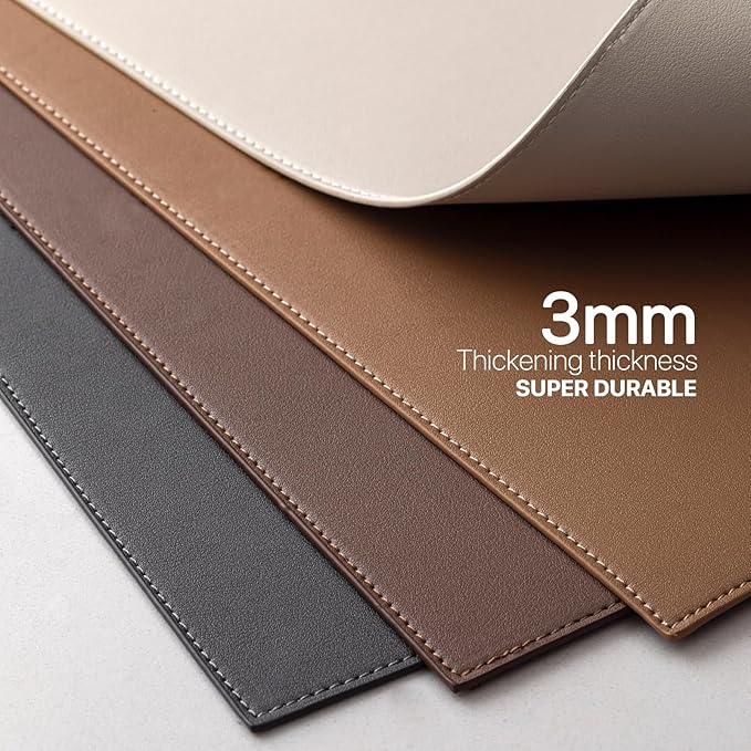 Faux Leather Placemats Set of 12 Vinyl Washable Wipeable Table Mats for Kitchen Dining Table Heat Resistant Waterproof Indoor/Outdoor Placemats Non-Slip Easy Clean Place Mats-Almond Birch