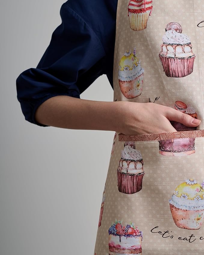 Maison d' Hermine 100% Cotton Apron for women with Pocket Kitchen Chef Apron for Men Cooking Mothers Day Gifts