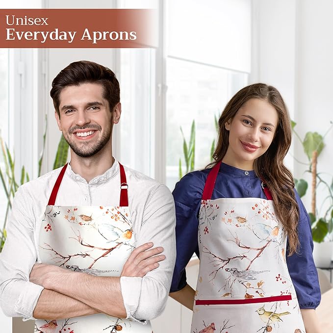 Maison d' Hermine 100% Cotton Apron for women with Pocket Kitchen Chef Apron for Men Cooking Mothers Day Gifts