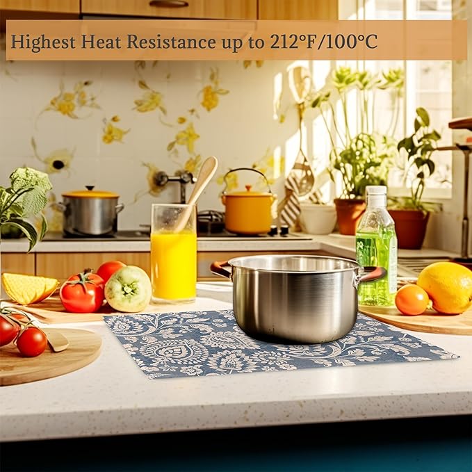 Boho Paisley Floral Placemats Set of 6 Washable Table Mats for Kitchen Dining Table,Heat-Resistant Place Mats for Indoor Outdoor Party Holiday Decoration