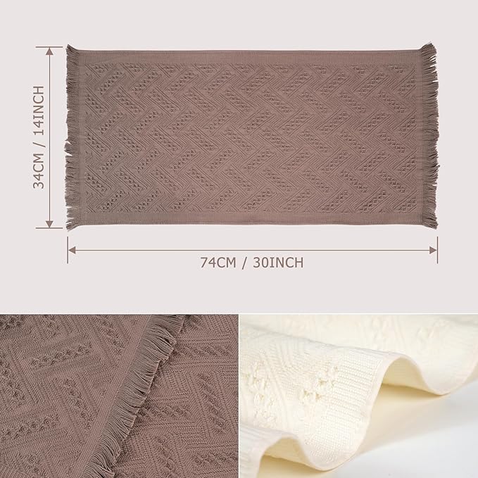 YoulerTex Luxury Decorative Hand Towels Bathroom: 2 Packs 14X30 100% Cotton Turkish Absorbent Soft Face Towel Set for Boho Bathroom Decor Kitchen Hotel Spa Farmhouse Guest Tea Gift (Brown, 14"x30")